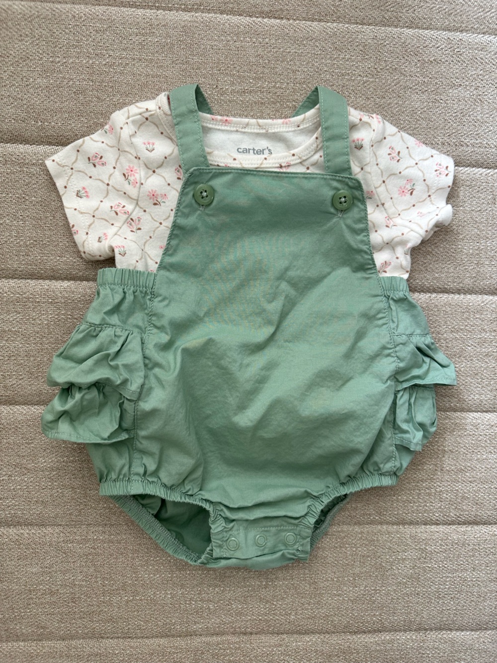 Baby overall onsie with floral tshirt